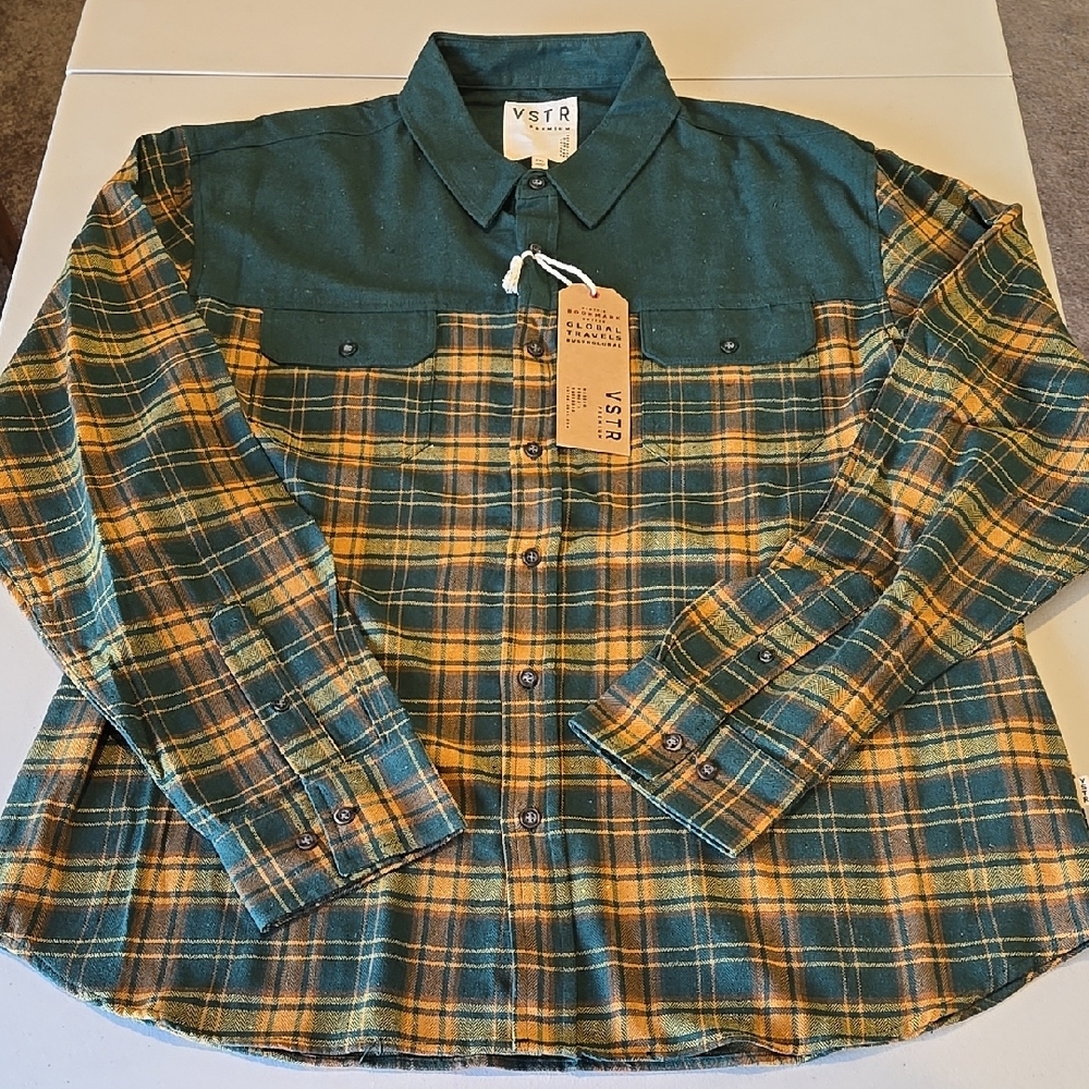 VSTR Premium Men's Green Plaid Shirt Size XXL NWT